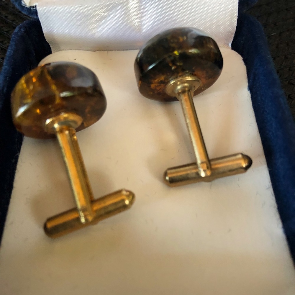 Vintage Unisex Mexican Quartz & Gold Cufflinks - Picture 5 of 8